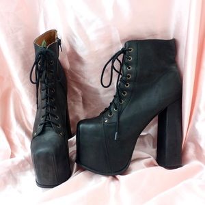 COPY - Rare Jeffery Campbell Black Leather “Big Lita” Platform Boots Size 8.5